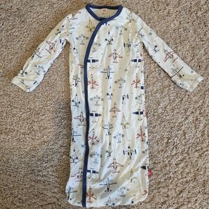 Magnetic Me White Airplane Print Sleep Sack with Navy Trim